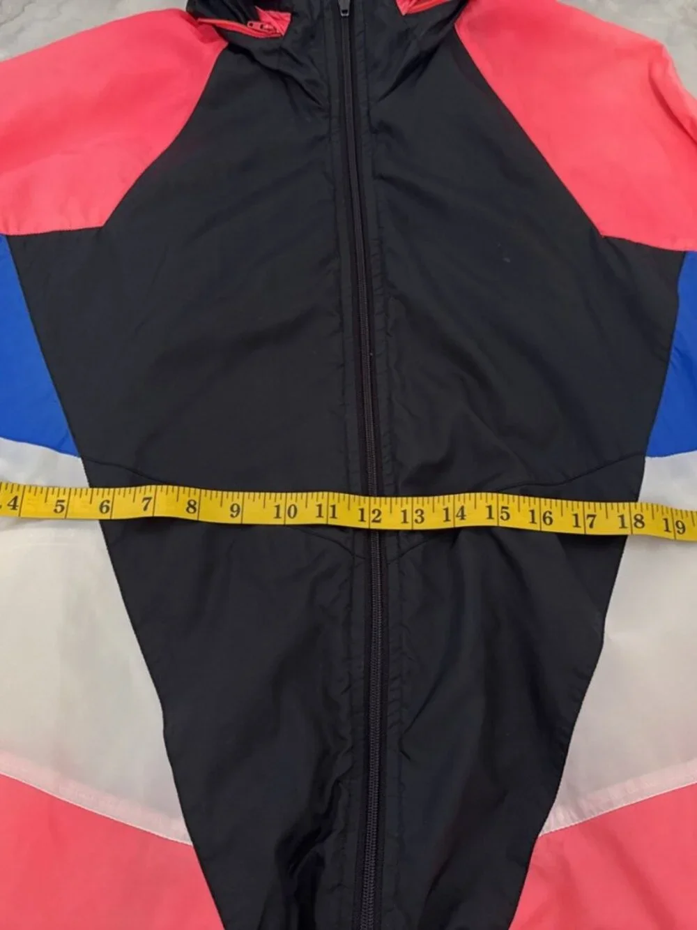 Vintage 80s Nike Windbreaker Mens Medium Color block Hooded Zip Jacket Gray Tag